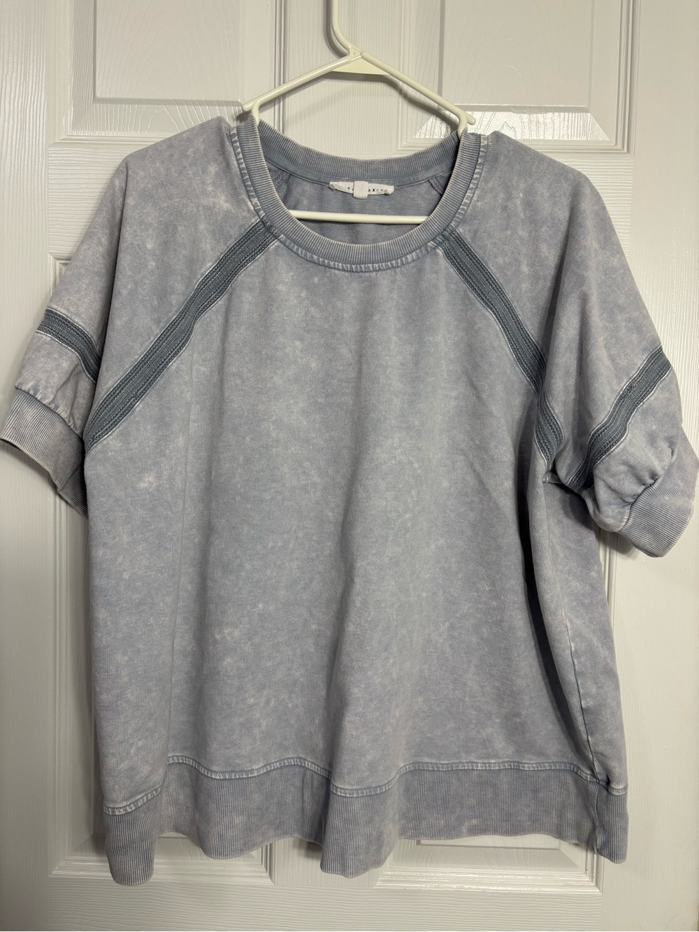 Jane and Delancey Washed Light Blue Short Sleeve Pullover